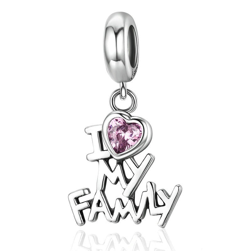 S925 I Love My Family Charm