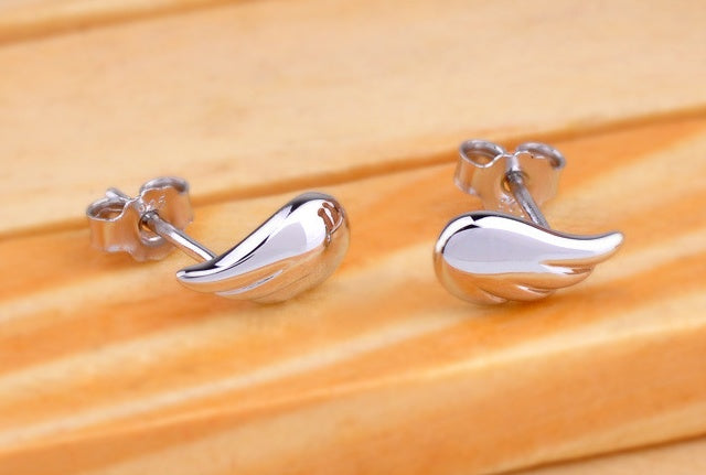 S925 Sterling Silver Stud Earrings Angel Wings Silver Stud Earrings Aura Rene