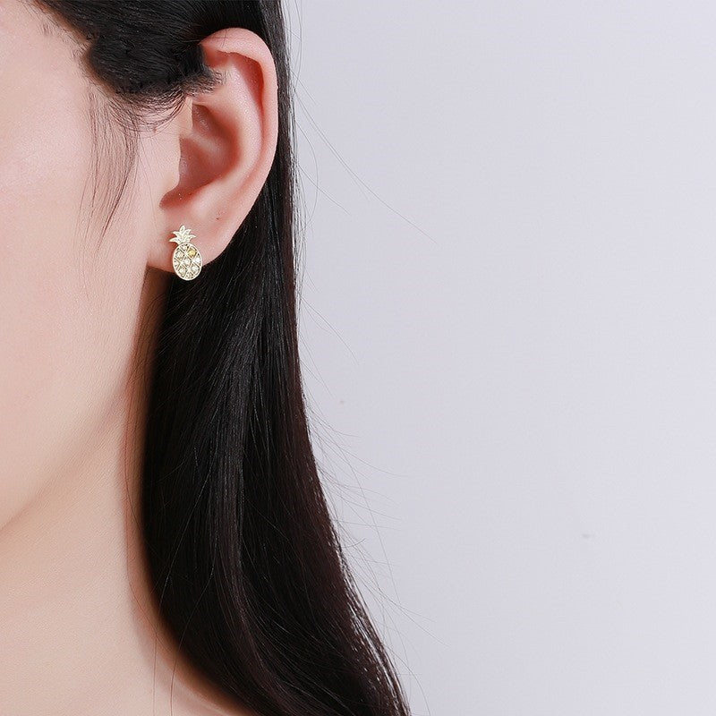S925 Crystal Pineapple Earrings Aura Rene