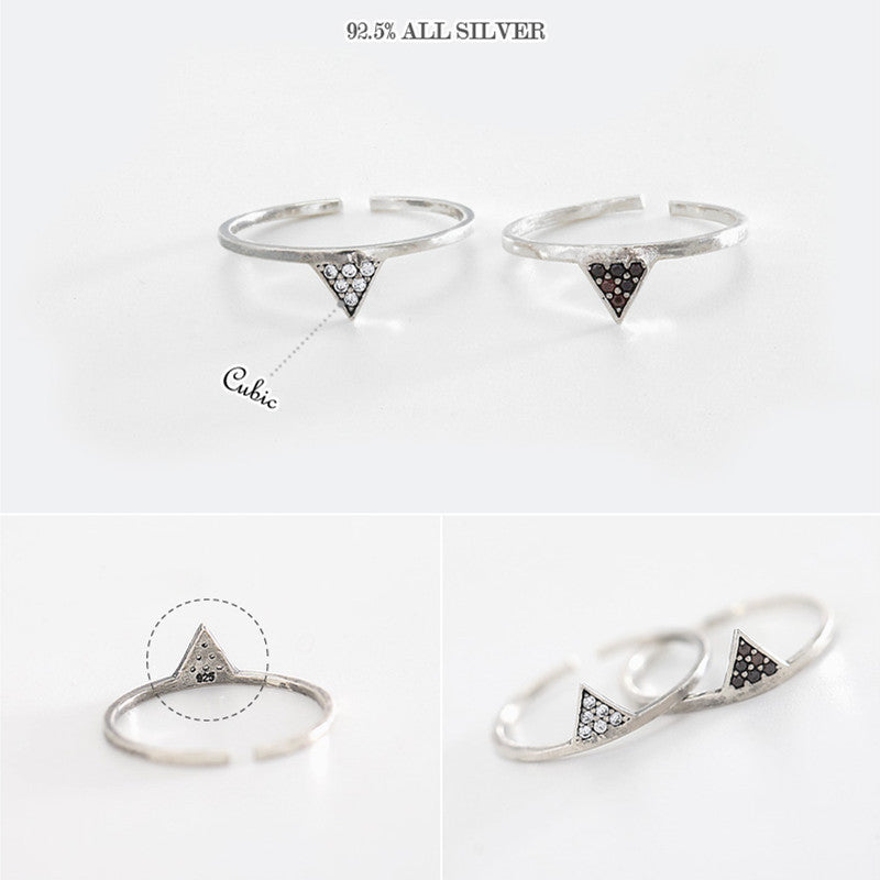 S925 Sterling Silver Triangle Open Ring Aura Rene