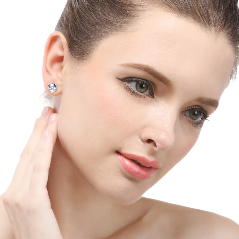 S925 Silver Rose-Shaped Stud Earrings Aura Rene