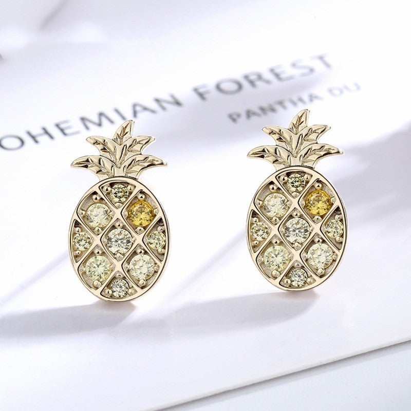 S925 Crystal Pineapple Earrings Aura Rene