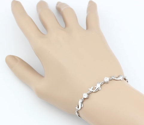 925 Sterling Silver Bracelet Wholesale, Dolphin Amethyst Bracelet, Women's Short Silver Jewelry Aura Rene
