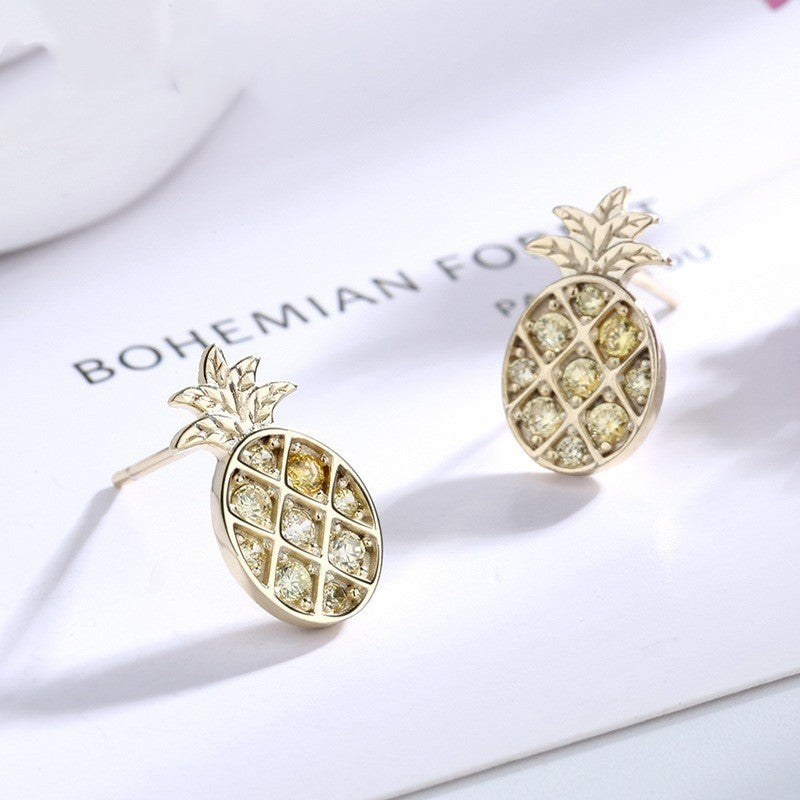 S925 Crystal Pineapple Earrings Aura Rene