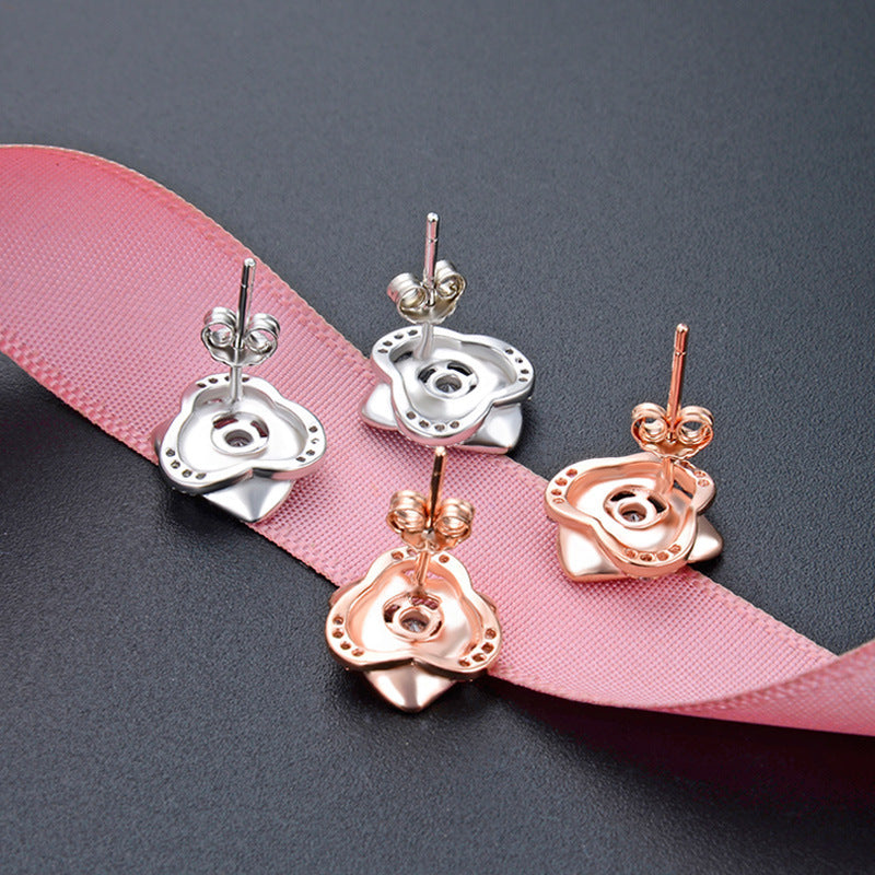 S925 Silver Rose-Shaped Stud Earrings Aura Rene