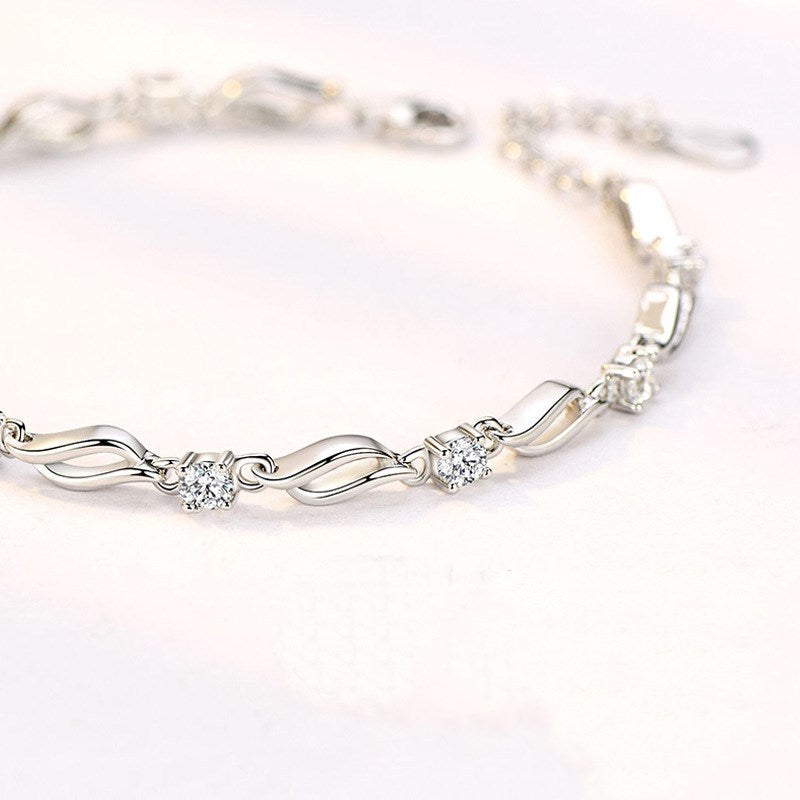 S925 Silver Twisted Crystal Bracelet Aura Rene