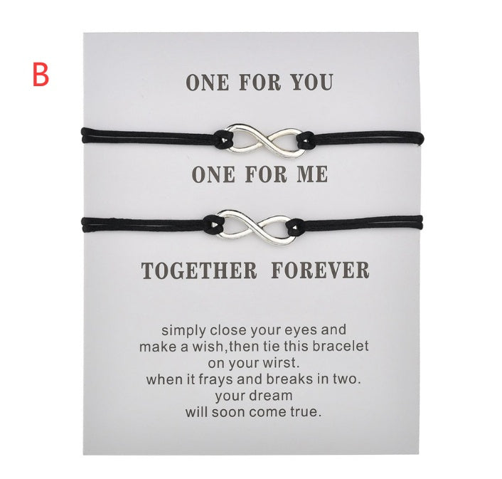 Adjustable Infinity Cord Bracelets for Couples Aura Rene