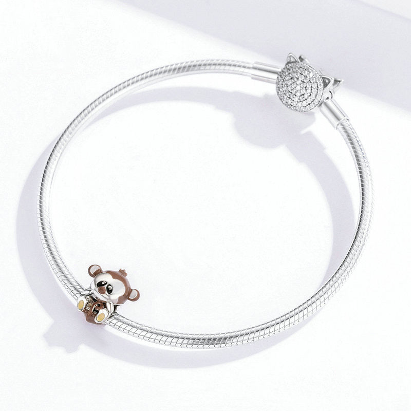 S925 Cute Monkey Bead