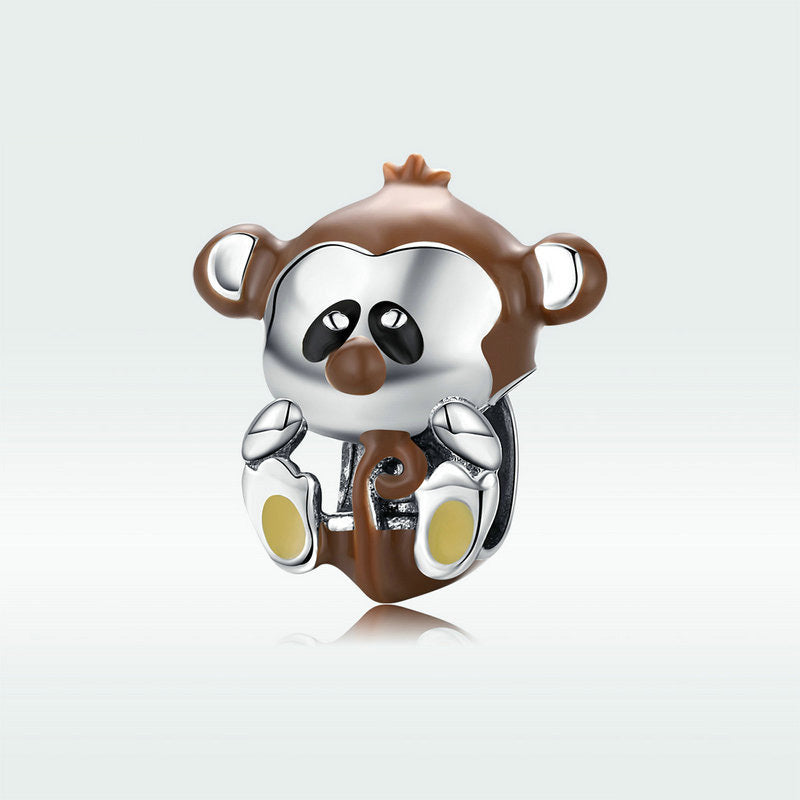 S925 Cute Monkey Bead