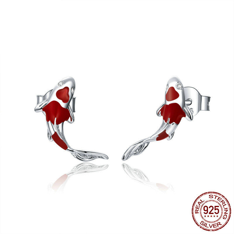 Red Koi S925 Sterling Silver Earrings Aura Rene