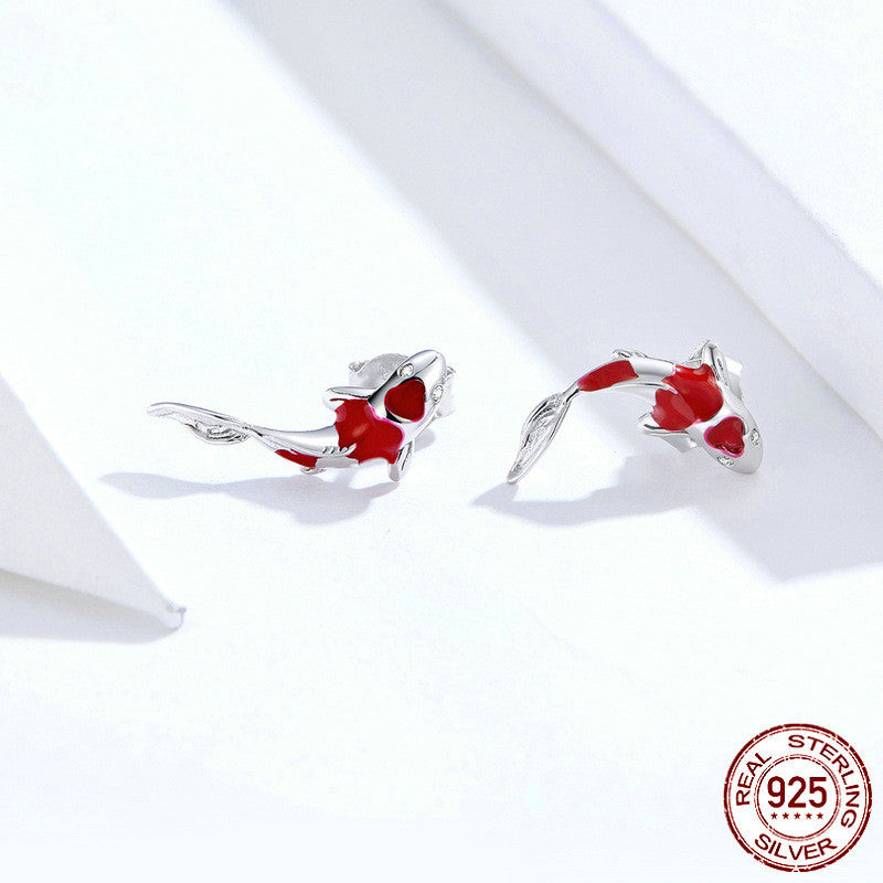 Red Koi S925 Sterling Silver Earrings Aura Rene