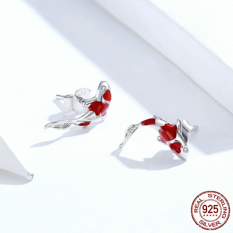 Red Koi S925 Sterling Silver Earrings Aura Rene