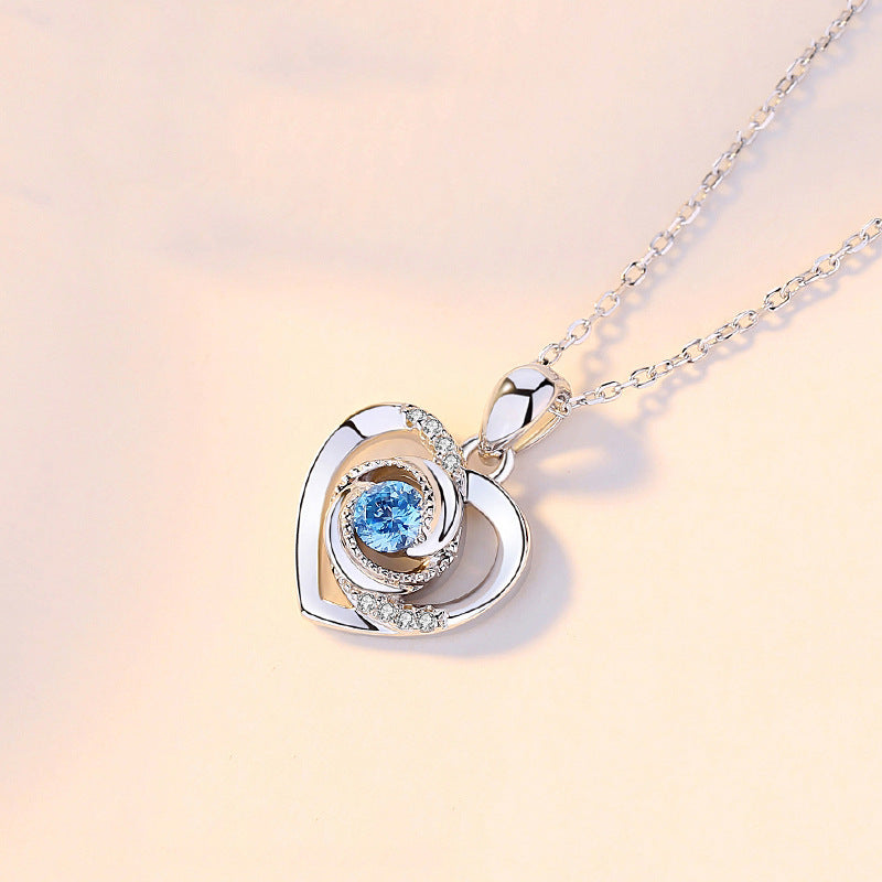 Rose Heart Necklace with Pavé Center Stone