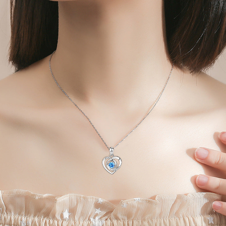 Rose Heart Necklace with Pavé Center Stone