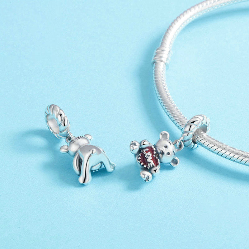 S925 Heart Bear Charm