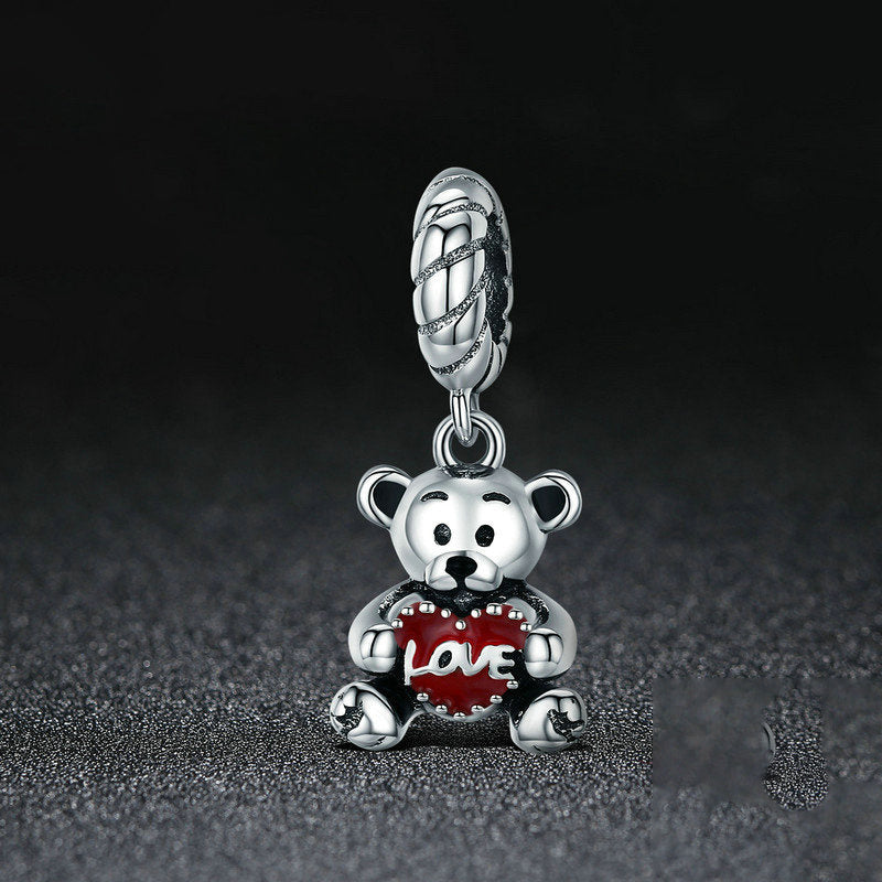 S925 Heart Bear Charm