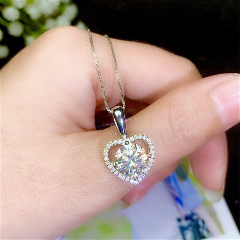 Radiant Heart Pavé Necklace — Sterling Silver Sparkling Love Pendant