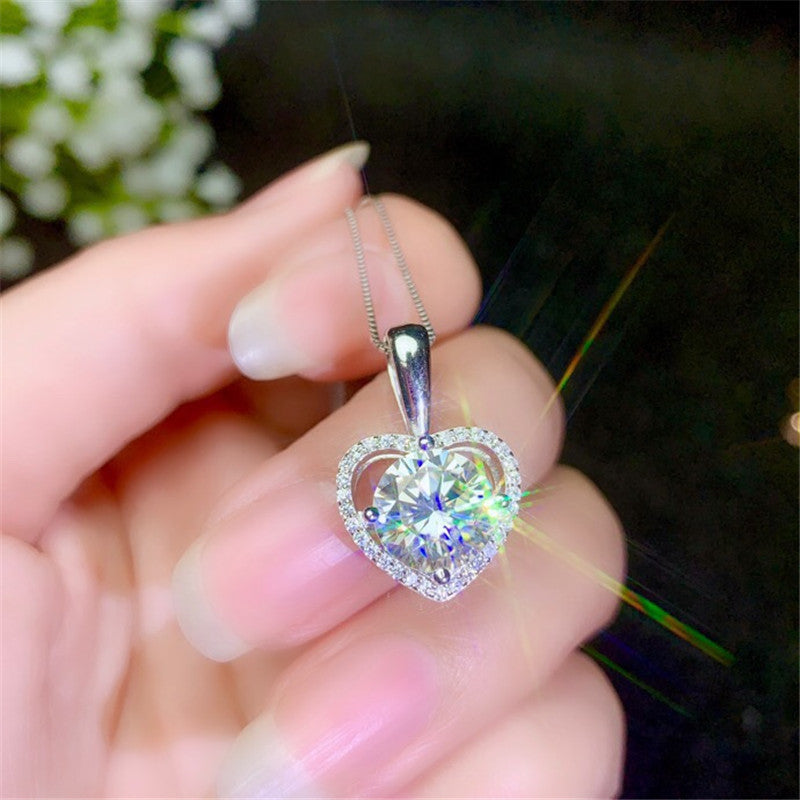 Radiant Heart Pavé Necklace — Sterling Silver Sparkling Love Pendant