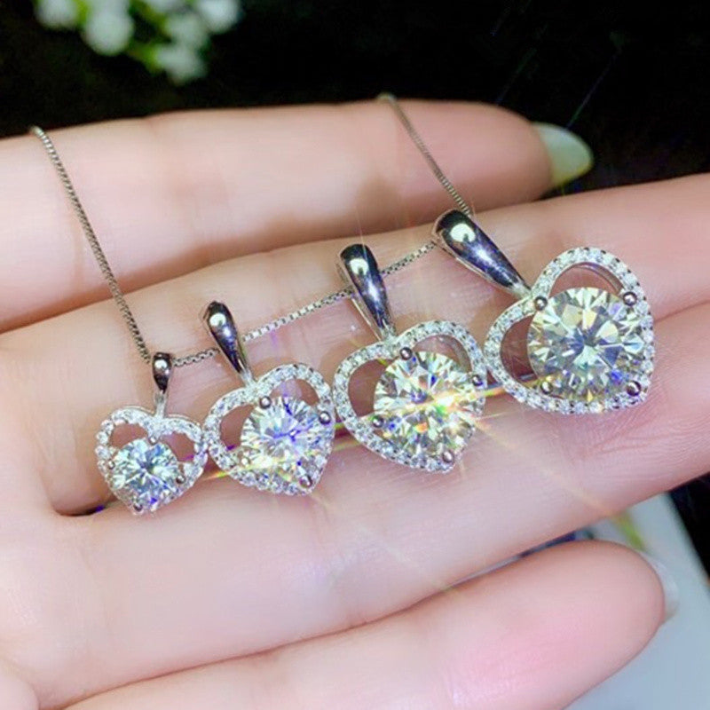 Radiant Heart Pavé Necklace — Sterling Silver Sparkling Love Pendant