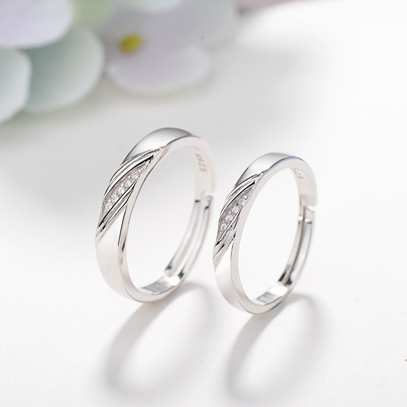 S925 Sterling Silver Couple Rings Aura Rene