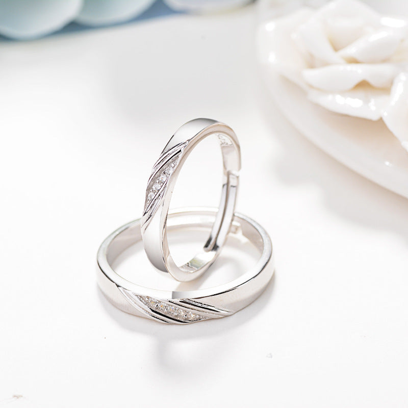 S925 Sterling Silver Couple Rings Aura Rene