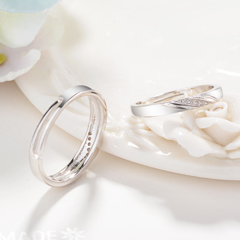 S925 Sterling Silver Couple Rings Aura Rene
