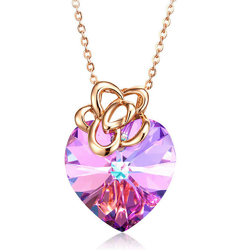 S925 Sterling Silver Colorful Heart Pendant Aura Rene