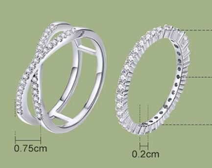 925 Silver Zircon Ring Set for Couples Aura Rene