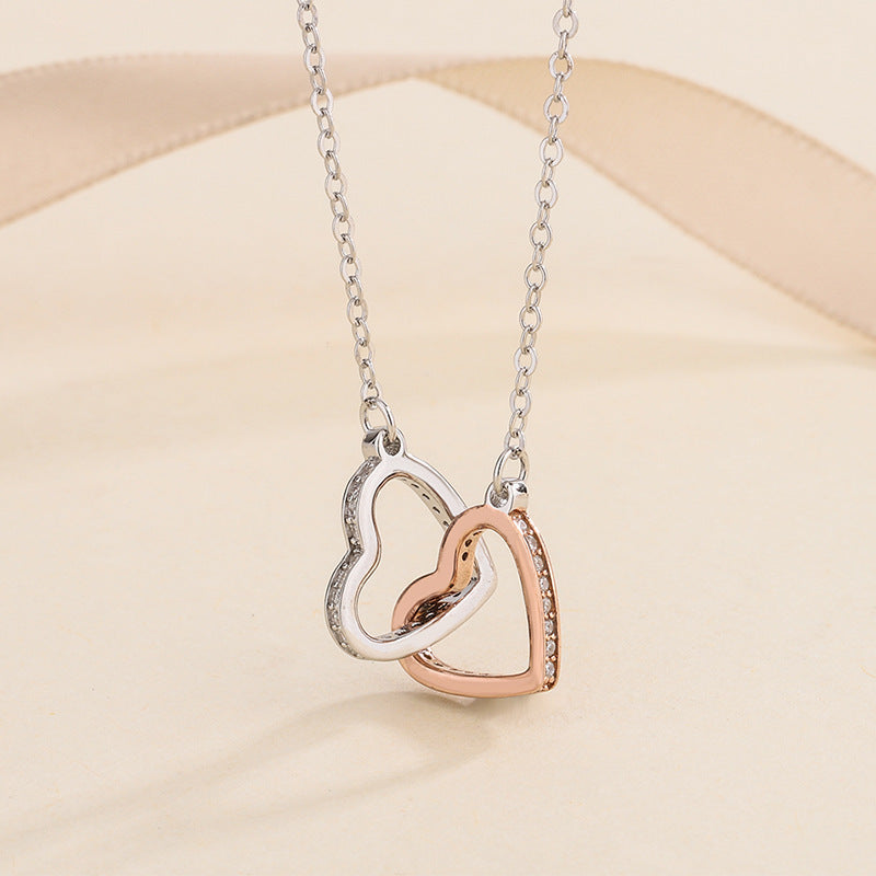 Interlocking Double Heart Pendant Necklace Aura Rene