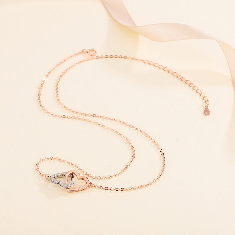 Interlocking Double Heart Pendant Necklace Aura Rene