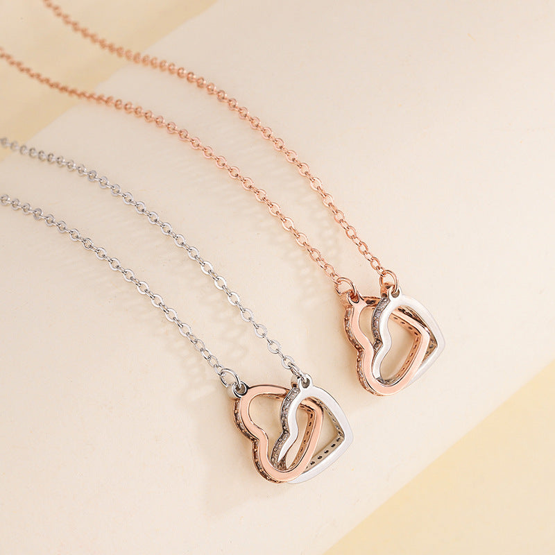 Interlocking Double Heart Pendant Necklace Aura Rene