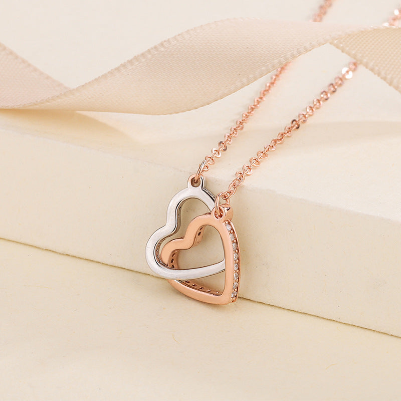 Interlocking Double Heart Pendant Necklace Aura Rene