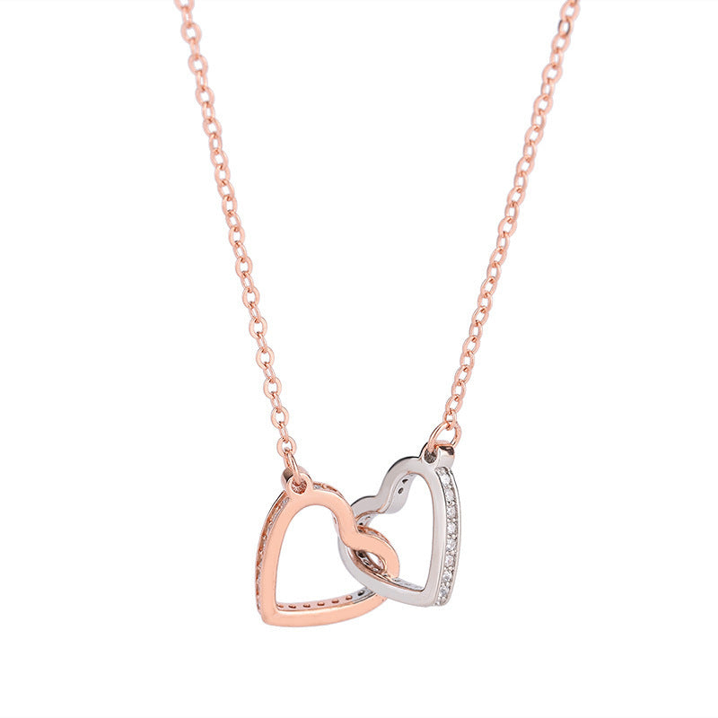Interlocking Double Heart Pendant Necklace Aura Rene