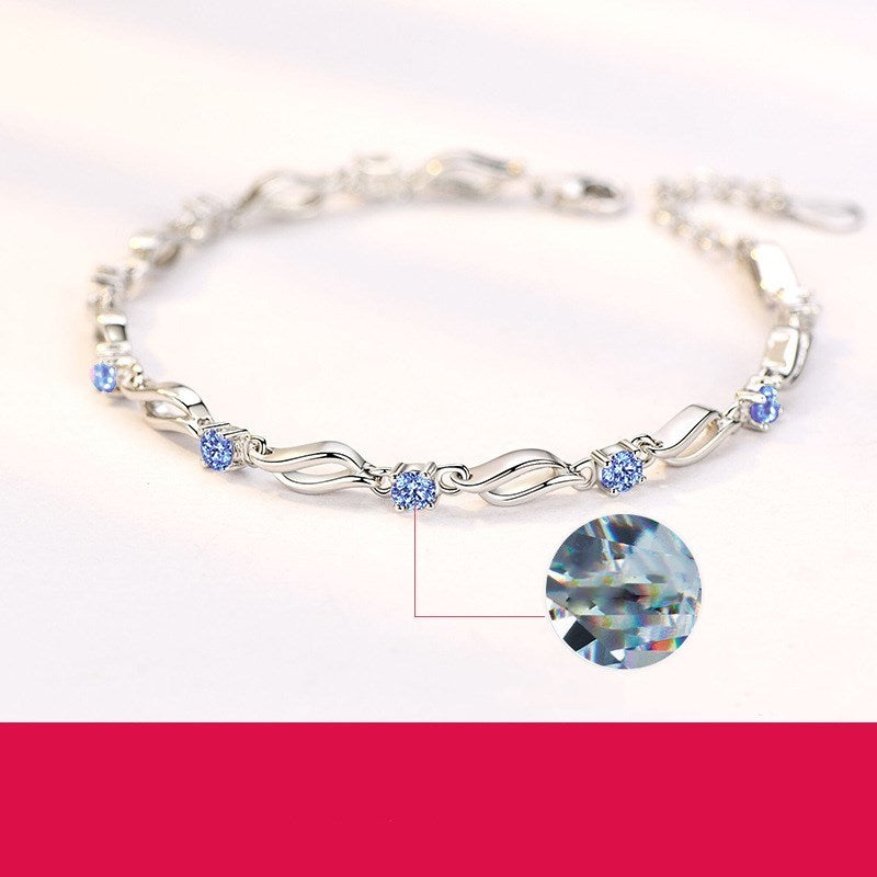 S925 Silver Twisted Crystal Bracelet Aura Rene