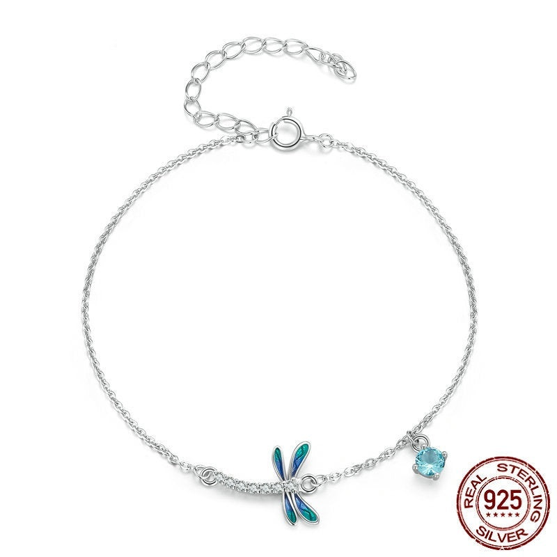 Sterling Silver Spring Dragonfly Bracelet Aura Rene