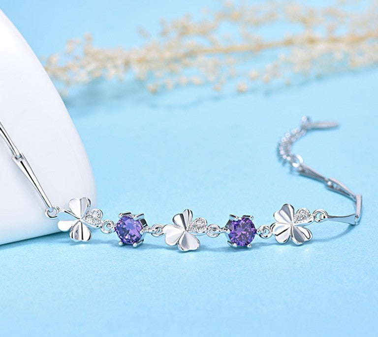 S925 Silver Amethyst Bracelet Aura Rene