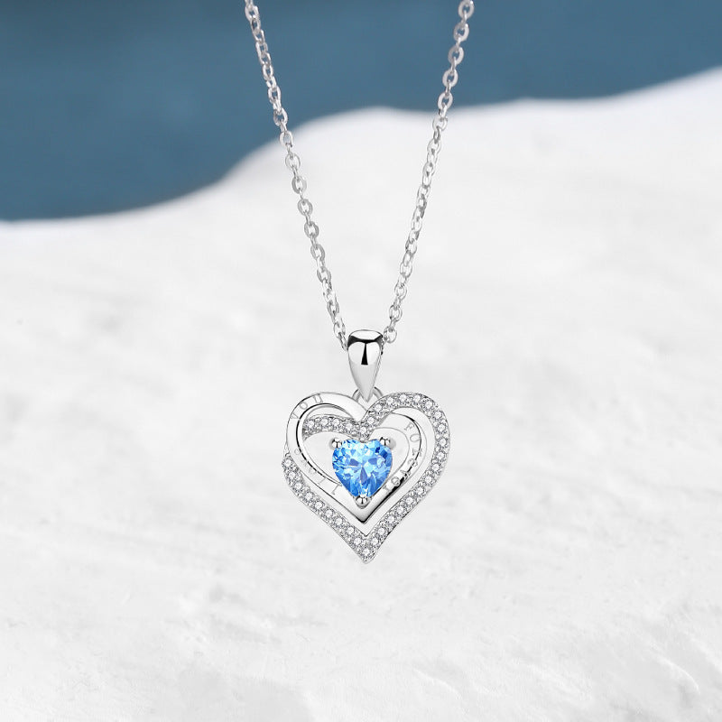 Eternal Spark Crystal Heart Pendant — Sterling Silver Elegance