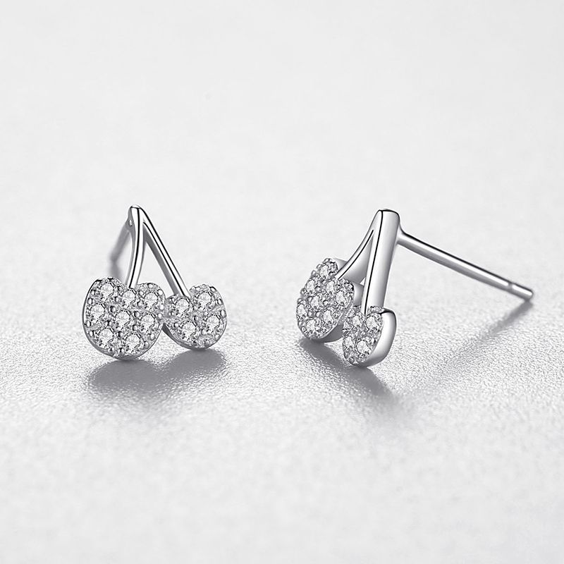 S925 Cherry Crystal Stud Earrings Aura Rene