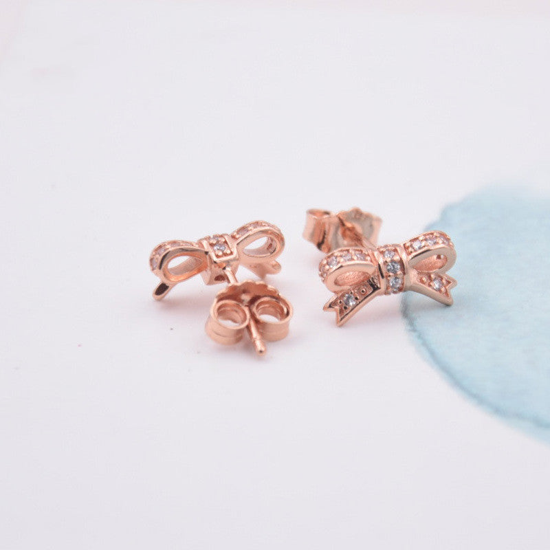 S925 Rose Gold Bow Stud Earrings Aura Rene