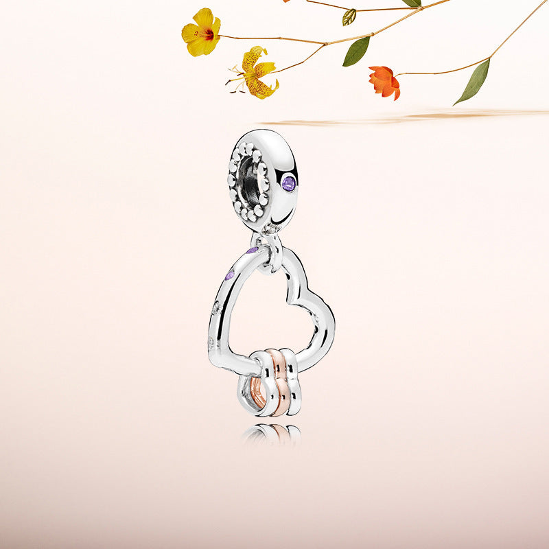 S925 Interlocking Hearts Drop Charm