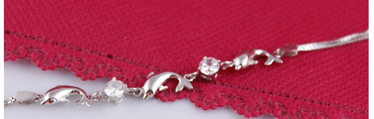 925 Sterling Silver Bracelet Wholesale, Dolphin Amethyst Bracelet, Women's Short Silver Jewelry Aura Rene