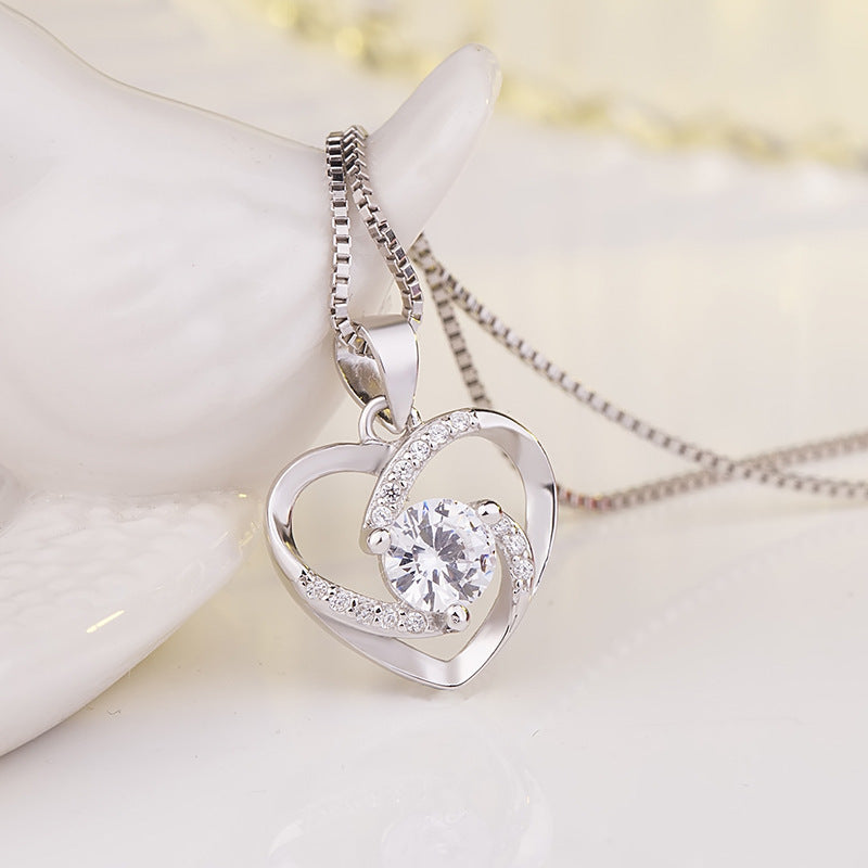 S925 Crystal Heart Necklace