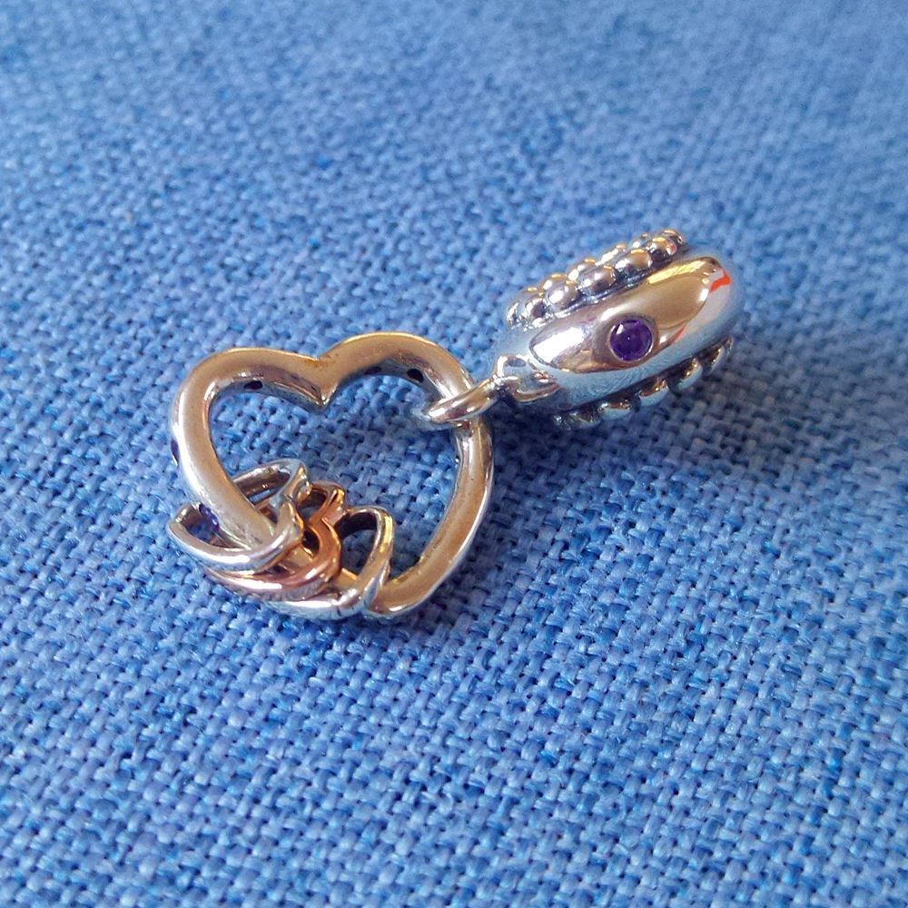 S925 Interlocking Hearts Drop Charm