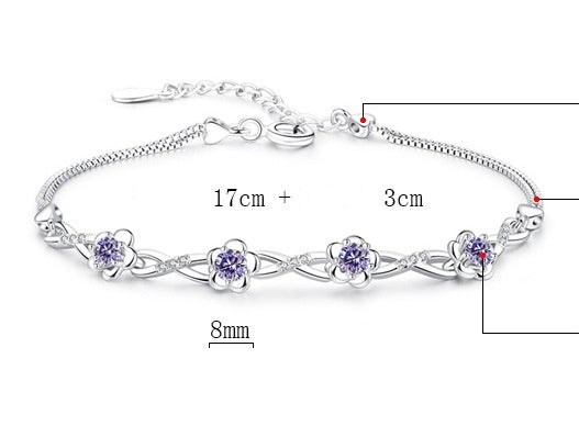 Peach flower silver bracelet Aura Rene