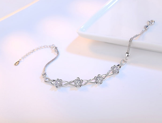 Peach flower silver bracelet Aura Rene