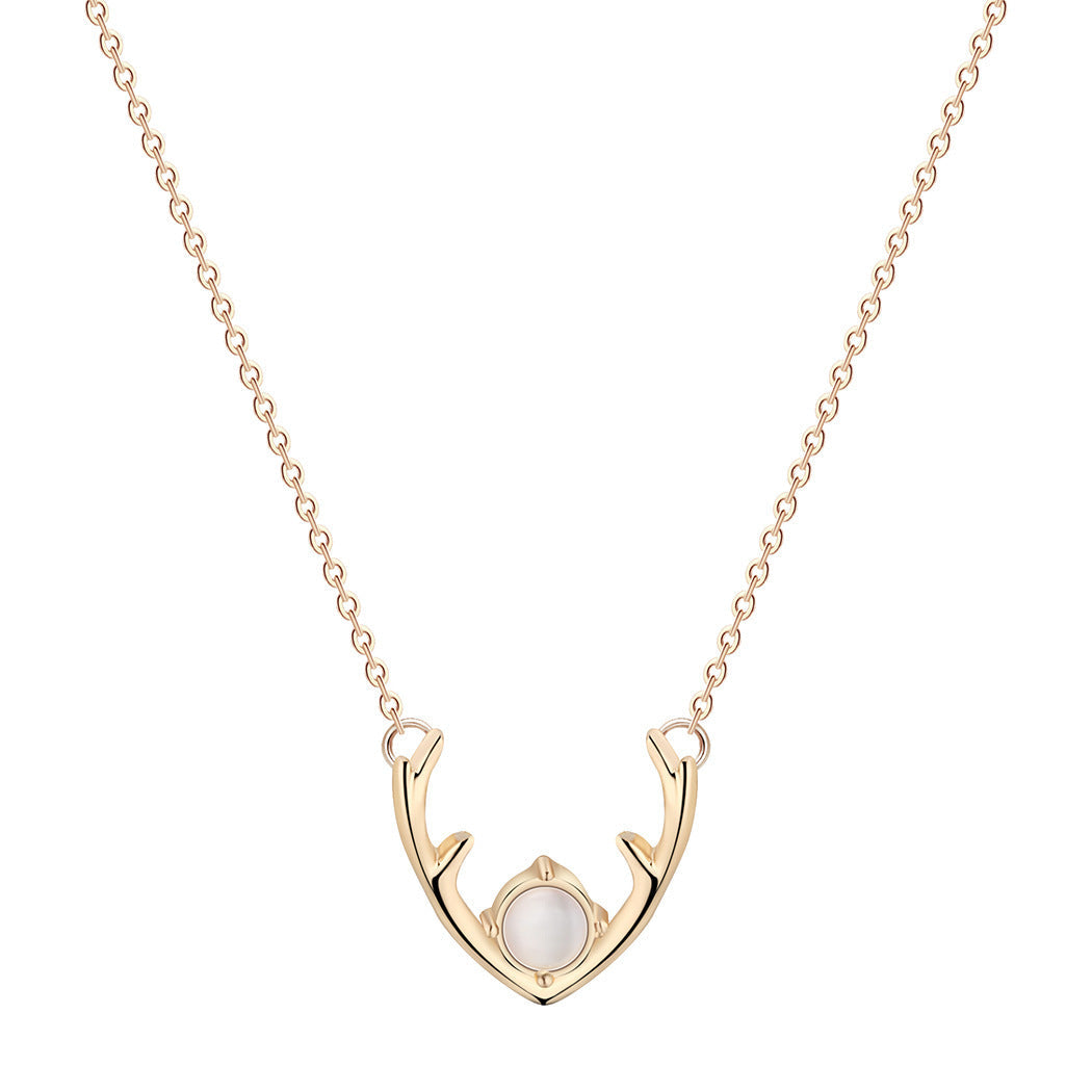 Minimalist Elk Antler Necklace in Gold or Silver Aura Rene