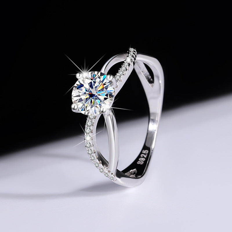 S925 Sterling Silver Moissanite Bow Ring Aura Rene