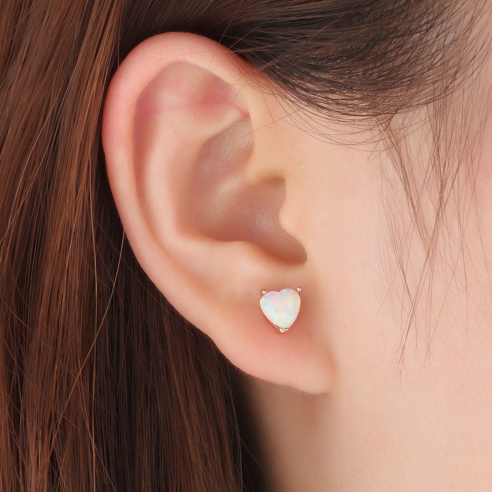 S925 Rose Gold Opal Heart Earrings Aura Rene
