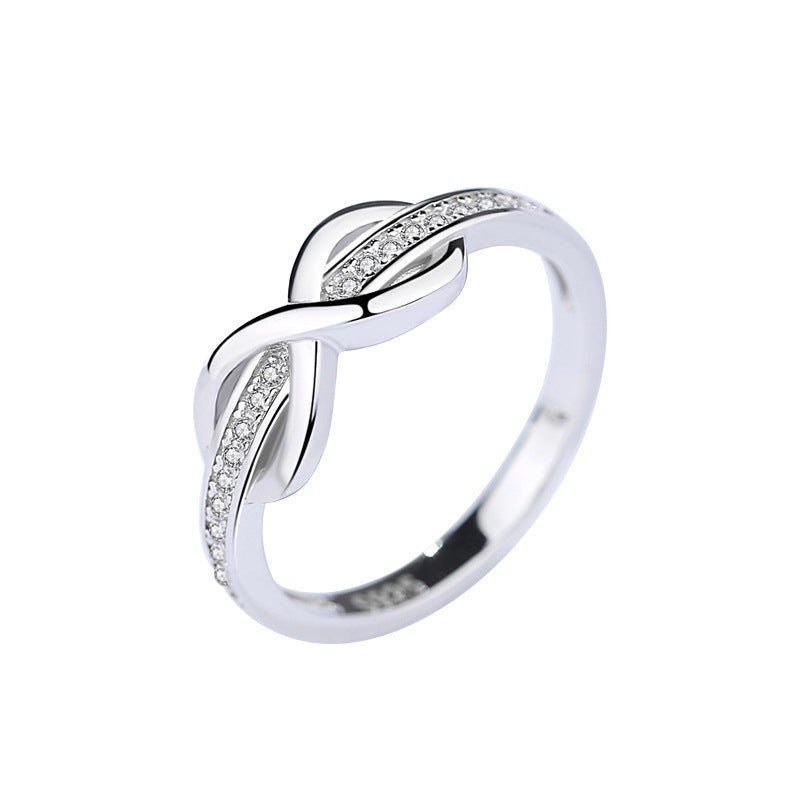 S925 Infinity Knot Ring with Crystal Accents Aura Rene