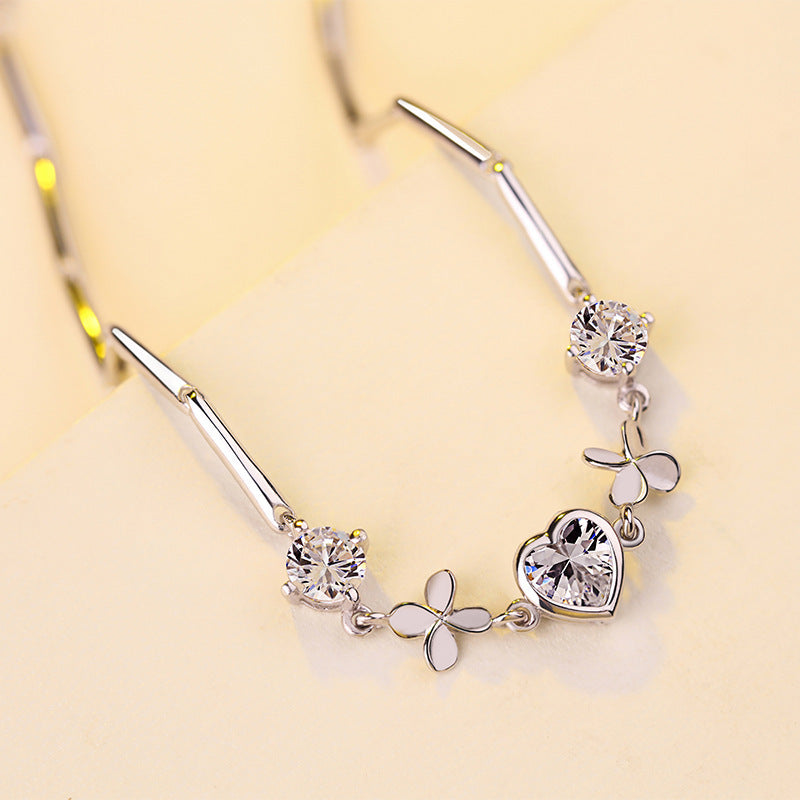 S925 Sterling Silver Heart & Clover Bracelet Aura Rene